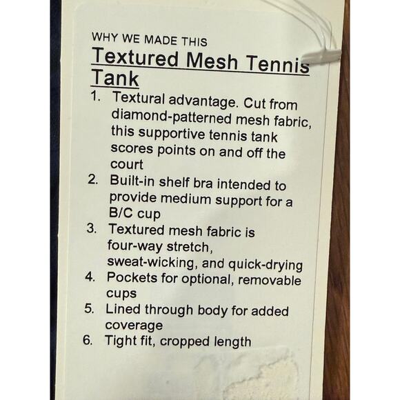 NWT Lululemon Large Textured Mesh Tank Club Blue Tennis Top Medium Support Bra - Picture 6 of 14